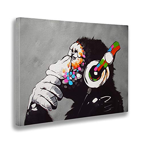Giallobus – Quadro – Stampa su Tela Canvas – Banksy – Dj Monkey – 70 X 100 Cm