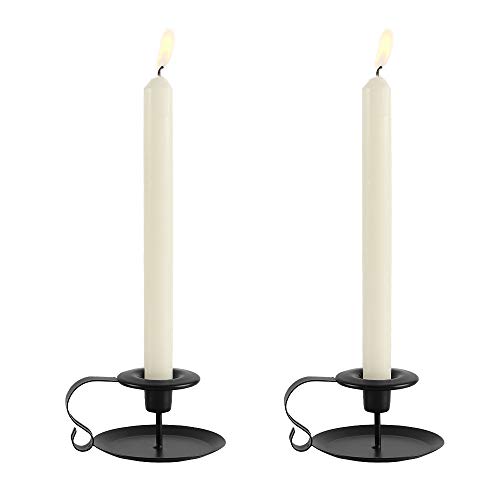 GoMaihe Set Portacandele di 2, Candelabro11x6 cm, Porta Candele Natalizio, Candelabri Conico Vintage in Ferro Battuto, Candelabro Nero Decorazione Candeliere Giardino Centrotavola Matrimonio Tavolo