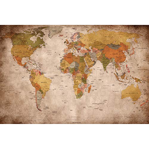 GREAT ART Carta da Parati mappamondo – Vintage Retro – Immagine da Parete XXL del Mappamondo – Decorazione da Parete 210 cm x 140 cm