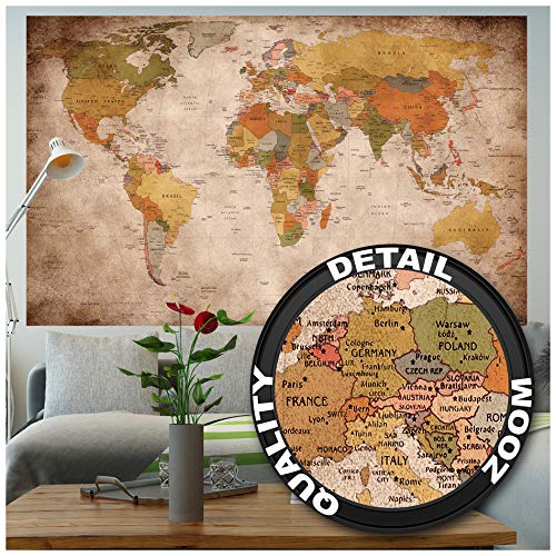 GREAT ART XXL Poster – dall’aspetto antico Mappamondo – Decorazione da parete Globo Atlante Poster da Parete Decorazione da Parete Immagine (140 x 100 cm)