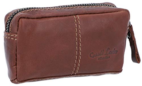 Gusti Leder studio “Butler portachiavi in pelle con cerniera per valigia portamonete chiavi piccolezze cuffie in vera pelle marrone scuro 2A66-22-6