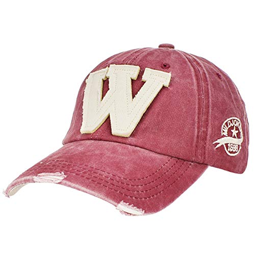 heekpek Cappello Uomo con Visiera da Baseball Hip-Hop Cappellini a Rete Donna Vintage Estivo Le Lettere W Fanno Il Vecchio Cappellino Unisex (Rosso)