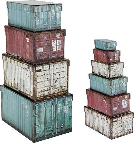 Home Collection Mobili Decorazione Organizzazione Set di 10 Scatole di Cartone Motivo Container Industriali ca 25 x 17 x 15 cm a 8,5 x 4 x 3 cm