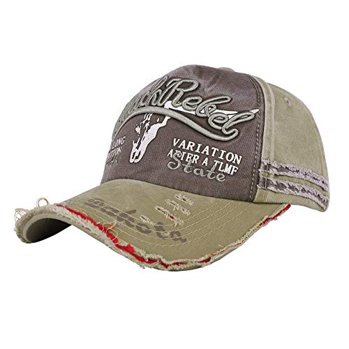 IBLUELOVER – Berretto da baseball vintage in cotone con visiera regolabile, con protezione UV, per sport, escursionismo, corsa, viaggi, cachi, 55-60cm(21.7-23.6inch)