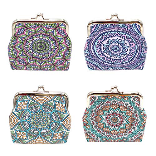 iSuperb 4 Pezz Donna Retrò Portamonete a Scatto Piccolo Borsa Portamonete Vintage Portafoglio Scatto Porta Monete Coin Purse Pouch Bags per Chiavi, Auricolare, Rossetto, Carte