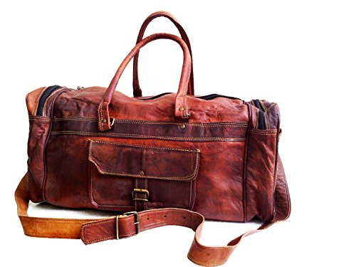 Jaald 50 Cm Borsone Bagaglio Tracolla da Viaggio Campeggio Sportiva Fitness Sport Carry on Palestra a Mano in Vera Pelle da Uomo Donna Regalo Vintage Valigia Borsa Leather duffel travel luggage bag