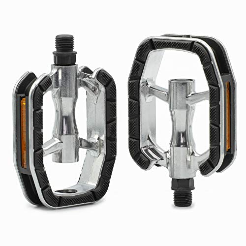 Kartell® – Set di Pedali universali per Bicicletta, con Tecnologia di Cuscinetti scorrevoli per Bici da Città, Trekking, Bici da Corsa e Biciclette elettriche, Argento/Nero