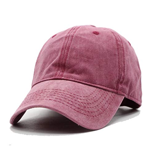 Kfnire Cappellino da Baseball Nero Unisex Baseball Tappo Cotone Moto Tappo Bordo Rettifica Vintage Cappello (Rosso)