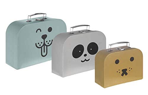 Kindsgut Set di 3 valigette di Cartone Giocattolo per Bambini Motivi Animali