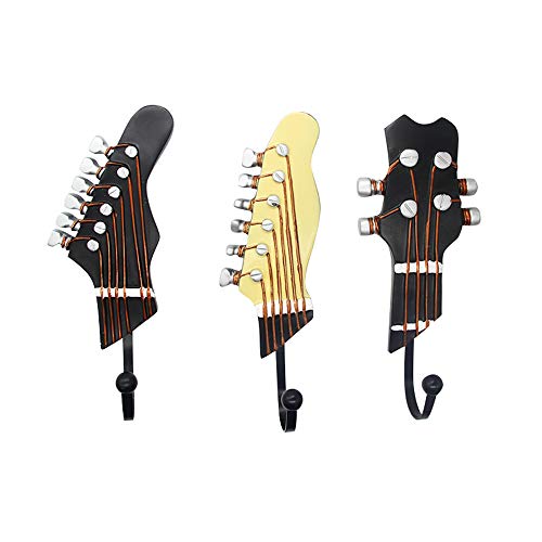 KUNGYO Attaccapanni Muro Set di 3 Creative Ganci Appendiabiti Vintage Gancio Muro Portachiavi Chitarra Strumenti Roccia