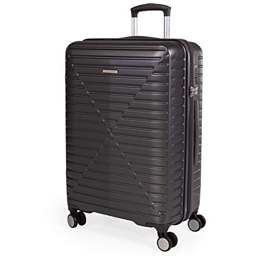 London, valigia rigida in ABS antinebbia, con 8 ruote girevoli, maniglia telescopica, serrature di sicurezza TSA LFL005 Grigio Dark Grey medium