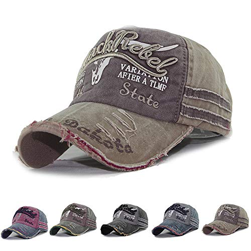 LYworld Cappello Uomo Cappellino Estivo Ricamato Unisex Baseball Tappo Cotone Moto Tappo Bordo Hip-Hop del Berretto da Baseball Regolabile Cappello (Cachi)