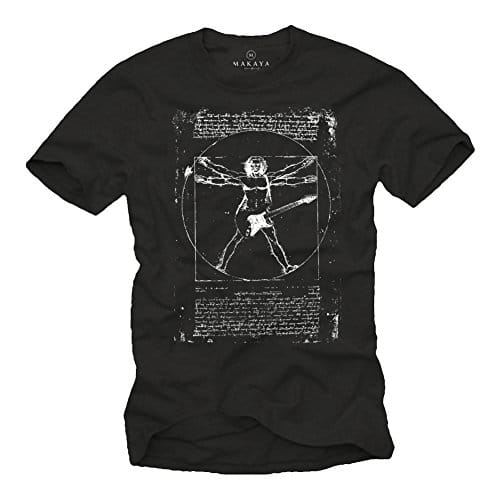 Maglietta Band – Leonardo da Vinci T-Shirt Musica Chitarra elettrica Rock Uomo Nera L