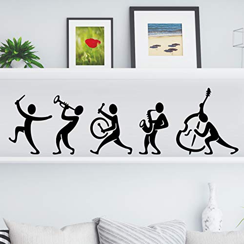 Music Band Kitchen Wall Tea Vintage Sticker Decalcomania del Vinile Art Restaurant Pub Decor Chitarra Murale Decorazione Strumenti Drum Fluite Saxophone