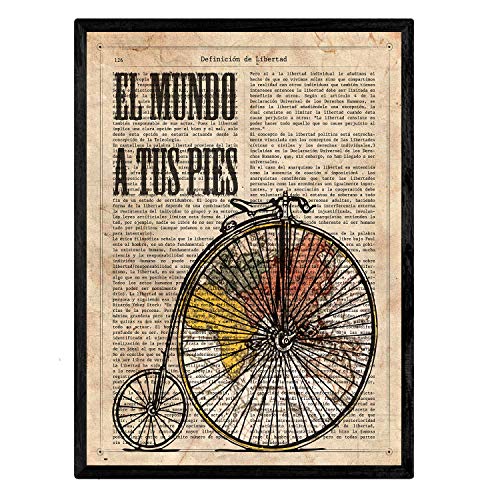 Nacnic Poster di Biciclette Definizioni Dizionario Stampa Poster Vintage libertà. Cornici da incorniciare nel Formato 24×30 cm. Carta da 250 Grammi di inchiostri Resistenti e di Alta qualità.