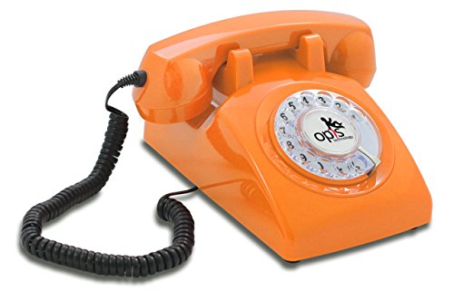 OPIS 60S CABLE con Logo della Opis Technology: telefono stile retro design vintage anni sesanta con disco combinatore (arancio)