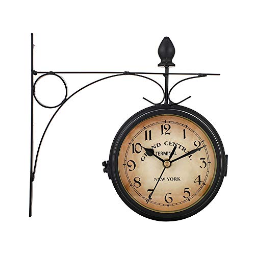 Orologio da Parete Bifacciale Orologio da Parete Retro Paddington Station Orologio da Parete Staffa Vintage Anticata Orologio Decorativo da Interno Esterno Giardino 218  218 Cm