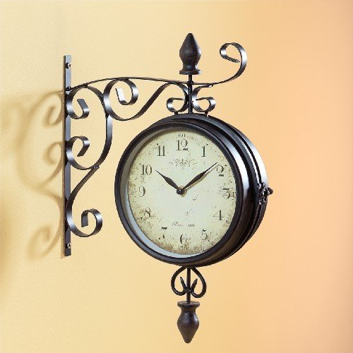 Pajoma 47929 Orologio da Parete Vintage con quadrante su Entrambi i Lati Nero Schwarz ferro