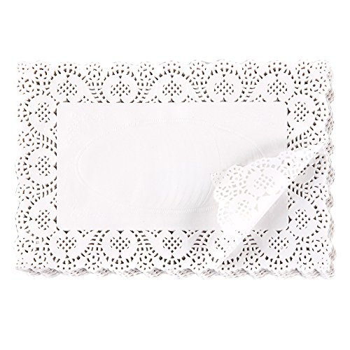 Paper Doily – 200-pack rettangolare tovagliette centrini di carta pizzo per torte, dolci, cotto Treat display, ideale per matrimoni, eventi formali, decorazione da tavola Décor, bianco – 19,8 x 30 cm