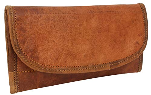 Portafoglio Gusti Leder nature – Portafoglio in vera pelle”Emma” portafoglio portamonete portacarte da donna in stile vintage in vera pelle marrone