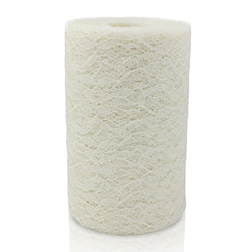Psmgoods® – Rotolo di pizzo vintage, da utilizzare come runner da tavola, per matrimoni, eventi e decorazione per tavoli e sedie Cream 15cm*10m
