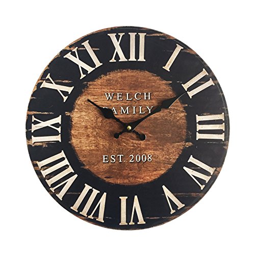 Rebecca Mobili Orologio da Parete Grande Orologi a Muro Mdf Marrone Nero Industrial Rotondo  Misure 338 x 4 x 338 cm  Art RE6152