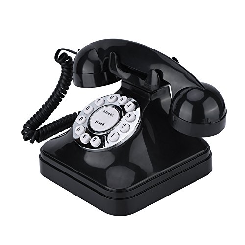 Richer-R Retro Phone, WX-3011 Vintage Retro Telephone One-line Operation con multifunzione tradizionale Bell Ring, Plastic Home Telefono Retro Wire Landline Phone (Nero)
