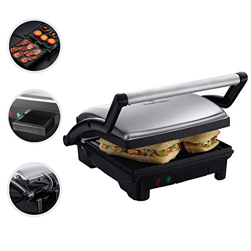 Russell Hobbs 1788856 Scalda PaniniGrill 3 in 1 1800 Watt 1 sola temperatura senza termostato Acciaio Inossidabile NeroArgento