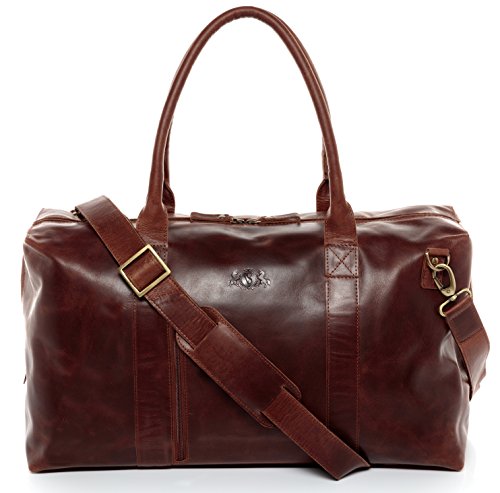 SID  VAIN borsa viaggio tracolla vera pelle vintage YALE ZIP grande borsone bagaglio a mano sportiva duffle bag weekend uomo donna cuoio marrone