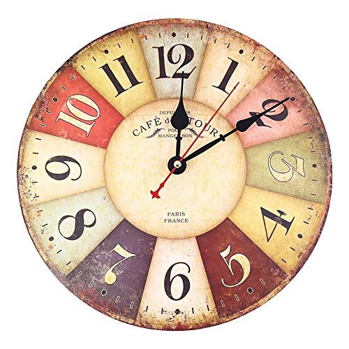 SOLEDI Vintage Multicolore Francese Orologio da Parete in Legno in Stile di Toscana,Ottimo Disegno per La Sua Casa