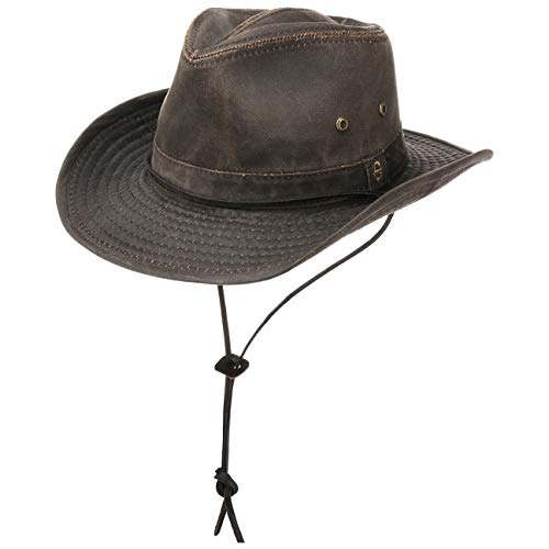 Stetson Diaz Cappello Outdoor DonnaUomo  da Cowboy di Tessuto Disegno Vintage con sottogola pistagna Frange EstateInverno  S 5455 cm Marrone