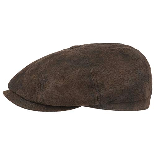 Stetson Hatteras Pigskin Berretto Uomo  Berretti Piatti Newsboy Cappello Piatto con Visiera Fodera EstateInverno  XL 6061 cm Marrone