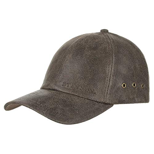 Stetson Liberty cap Uomo – Cappello Baseball Berretto Cappellino in Pelle Fibbia Metallo, con Visiera Estate/Inverno – Taglia Unica Marrone