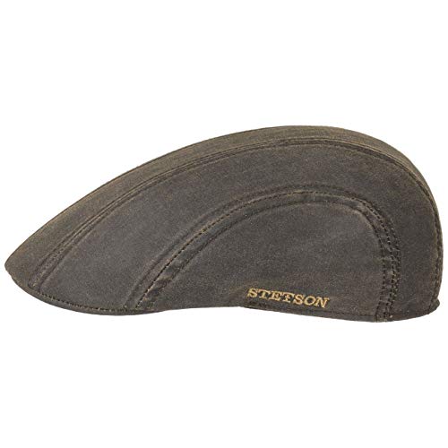 Stetson Madison Old Cotton Coppola DonnaUomo  Vintage Berretto Becco Anatra Berretti Oilskin con Visiera Visiera EstateInverno  M 5657 cm Marrone