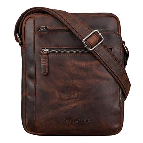 STILORD ‘Bruce’ Borsello Grande Uomo in Stile Vintage Borsetta Messenger per iPad da 9.7 Pollici in Vera Pelle Porta Tablet, Colore:zamora – marrone