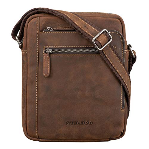 STILORD ‘Bruce’ Borsello Grande Uomo in Stile Vintage Borsetta Messenger per iPad da 9.7 Pollici in Vera Pelle Porta Tablet, Colore:sierra – marrone