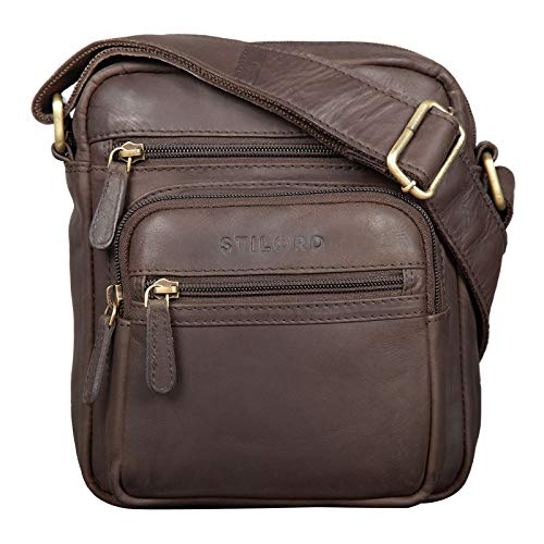 STILORD ‘Fabian’ Borsa Uomo Tracolla in Pelle Elegante Borsetta Messenger Piccola Cross Body per Ufficio Lavoro Viaggio Stile Vintage, Colore:marrone scuro – pallido
