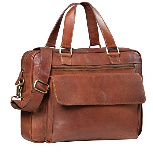 STILORD ‘Florence’ Borsa Portadocumenti Donna in Pelle Ventiquattrore per PC 15,6 pollici Borsa Business Vintage Uomo Retrò, Colore:cognac-marrone