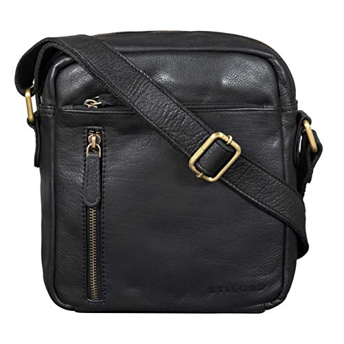 STILORD ‘Hugo’ Borsello Pelle Morbida Uomo Borsa Tracolla Piccola Vintage Borsetta Messenger Cross Body Bag per Tablet 9,7 pollici, Colore:nero