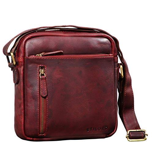 STILORD ‘Hugo’ Borsello Pelle Morbida Uomo Borsa Tracolla Piccola Vintage Borsetta Messenger Cross Body Bag per Tablet 9,7 pollici, Colore:rosso