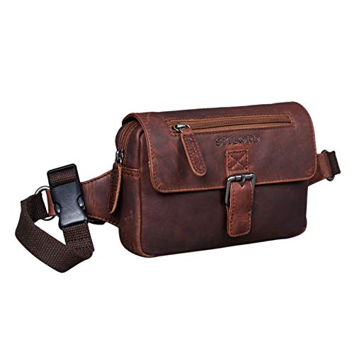STILORD ‘Ian’ Marsupio Donna Uomo in Pelle Vintage Elegante da Viaggio Piccolo Borsetta Cintura in Vero Cuoio, Colore:valencia – marrone