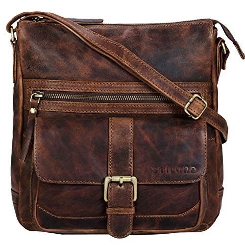 STILORD ‘Louise’ Borsetta a tracolla uomo donna in pelle Borsa piccola in cuoio unisex Borsello per tablet da 9.7 pollici libri A5 vintage, Colore:mocca – marrone scuro