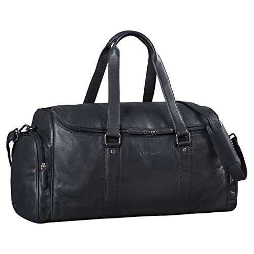 STILORD ‘Myles’ Grande Borsa da Viaggio in Pelle Uomo Borsone Weekender Vintage in Cuoio Tracolla Sport, Colore:nero