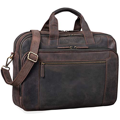 STILORD ‘Nelson’ Ventiquattrore Uomo in Pelle Vintage Cartella Lavoro Portadocumenti a Tracolla Borsa Porta Computer, Colore:marrone scuro