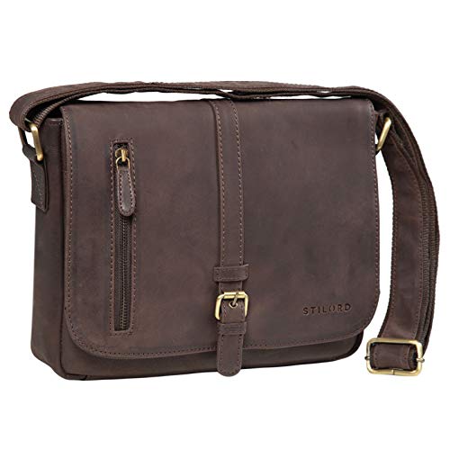 STILORD ‘Riley’ Borsa a Tracolla Donna Classica in Pelle Messenger Piccola da Uomo in Cuoio Elegante Borsetta Vintage, Colore:marrone – moscato