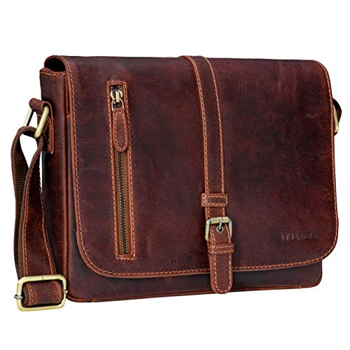 STILORD ‘Riley’ Borsa a Tracolla Donna Classica in Pelle Messenger Piccola da Uomo in Cuoio Elegante Borsetta Vintage, Colore:siena – marrone