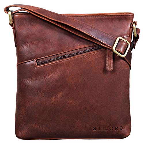 STILORD ‘Stella’ Borsa Tracolla Donna in Pelle Borsa a Spalla Vintage Borsetta Messenger Bag Piccola Clutch Pochette Cuoio, Colore:porto – cognac