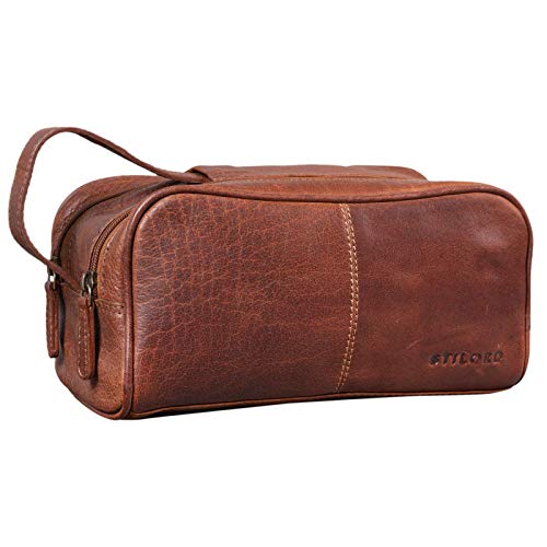 STILORD ‘Valentin’ Toiletry Uomo Pelle Pochette in Cuoio Beauty Case per Bagno Portatrucco Vintage Borsa da Toilette, Colore:maraska – marrone