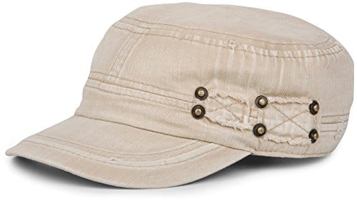 styleBREAKER Berretto Militare dal Look Washed, Used, Vintage, Regolabile, Unisex 04023011, Colore:Beige