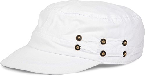 styleBREAKER Berretto Militare dal Look Washed, Used, Vintage, Regolabile, Unisex 04023011, Colore:Bianco